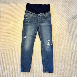 GAP Women's Maternity Full Panel Favorite Jegging Distressed Size 6 Short EUC